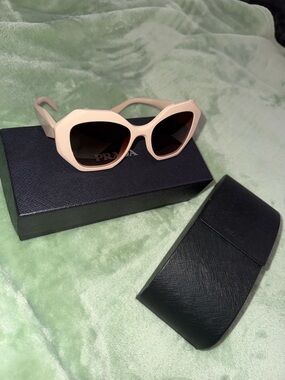 Prada Pale Pink Angular Frame Sunglasses